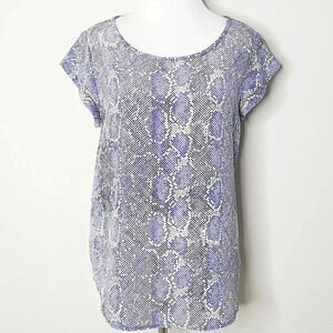 Joie Silk Snakeprint Short Sleeve Blouse S